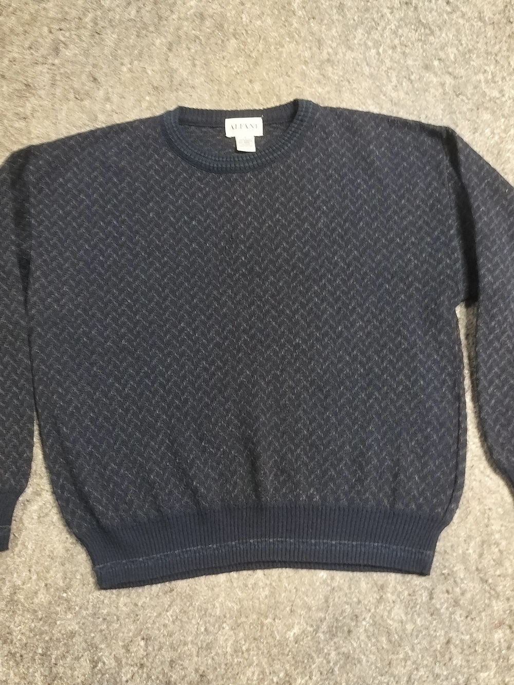 Alfani Navy Textured Crewneck Sweater